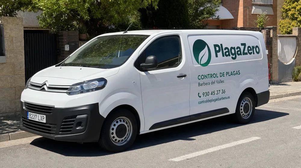 Furgoneta de PlagaZero aparcada en una calle de Barberà del Vallès